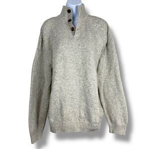 VTG Gap Sweater Mens XL Gray Quarter Button Corduroy Elbow Patch Fisherman Prep